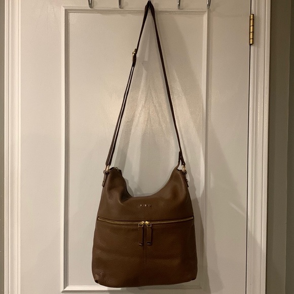 KIKO genuine Pebble brown Leather shoulder crossbody bag adjustable strap - Picture 4 of 16